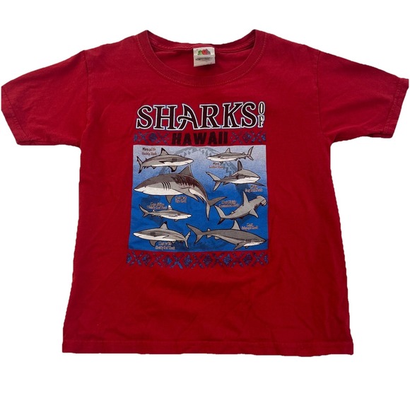 Fruit of the Loom Other - Fruit of the Loom HD Red Cotton Sharks of Hawaii Red Graphic T Shirt Kids Sz XS